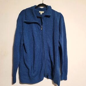 Womens Zip Up Sweater 2X Blue St. Johns Bay Pockets Stretch Turquoise Cowgirl